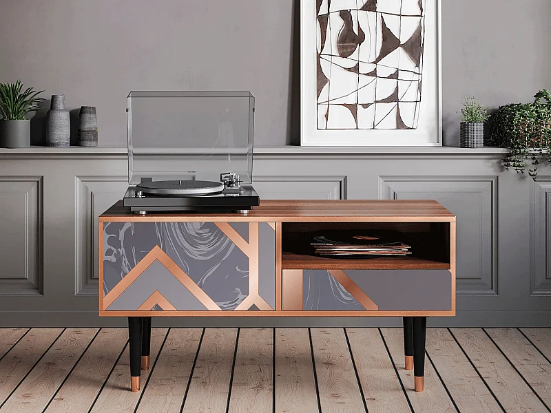 Meuble TV - 115х59х48 cm - T3 - Taupe Anatomy, Noyer