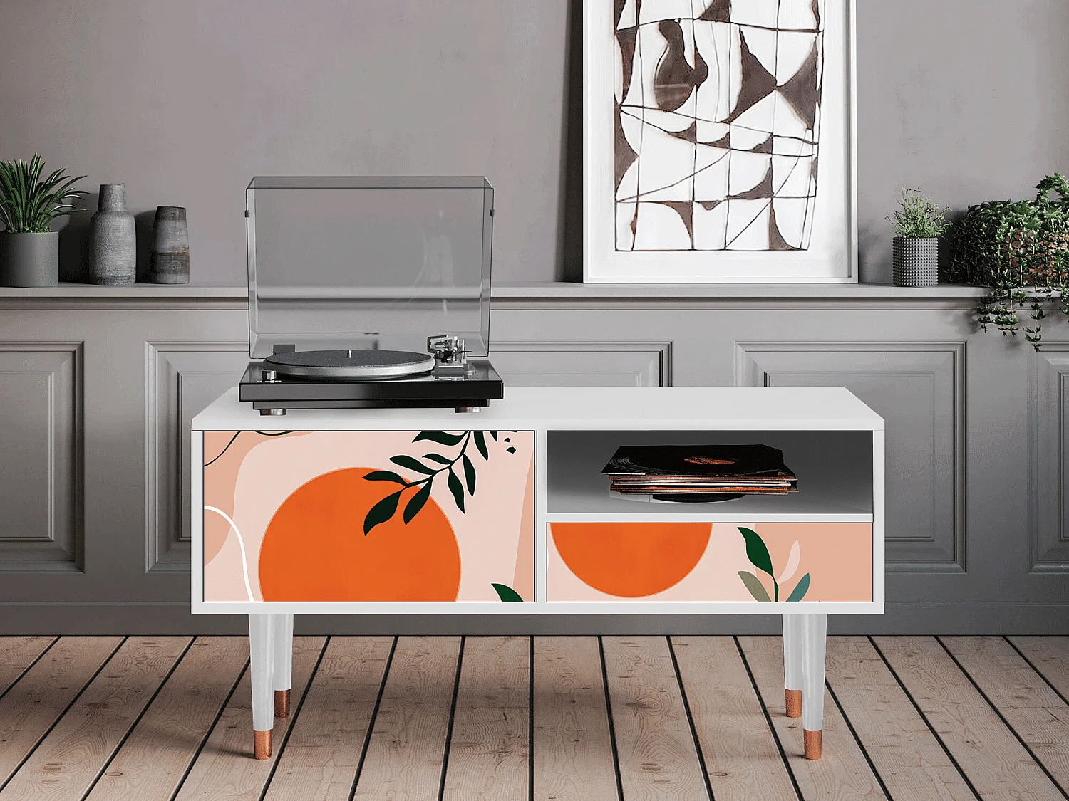 Meuble TV - 115х59х48 cm - T3 - Artwork, Blanc