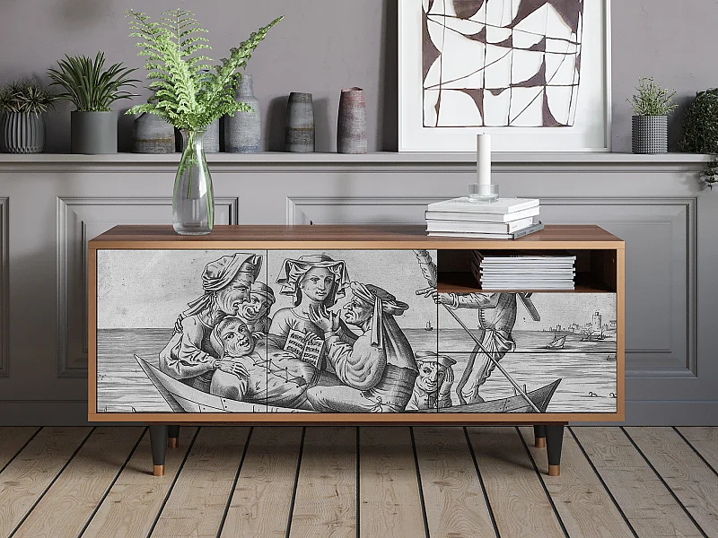 TV-Möbel - 125х56х41 cm - T7 - Blau Schuyte, Walnuss