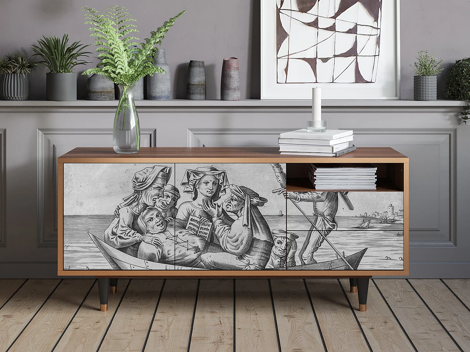 Mobile TV - 125х56х41 cm - T7 - Blau Schuyte, Noce