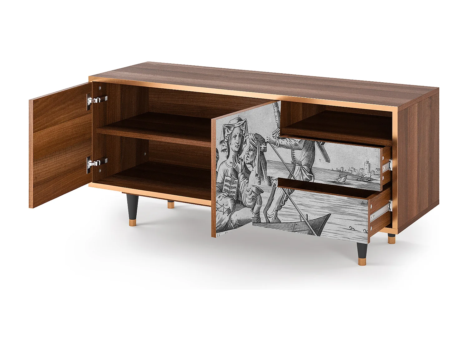 Mobile TV - 125х56х41 cm - T7 - Blau Schuyte, Noce