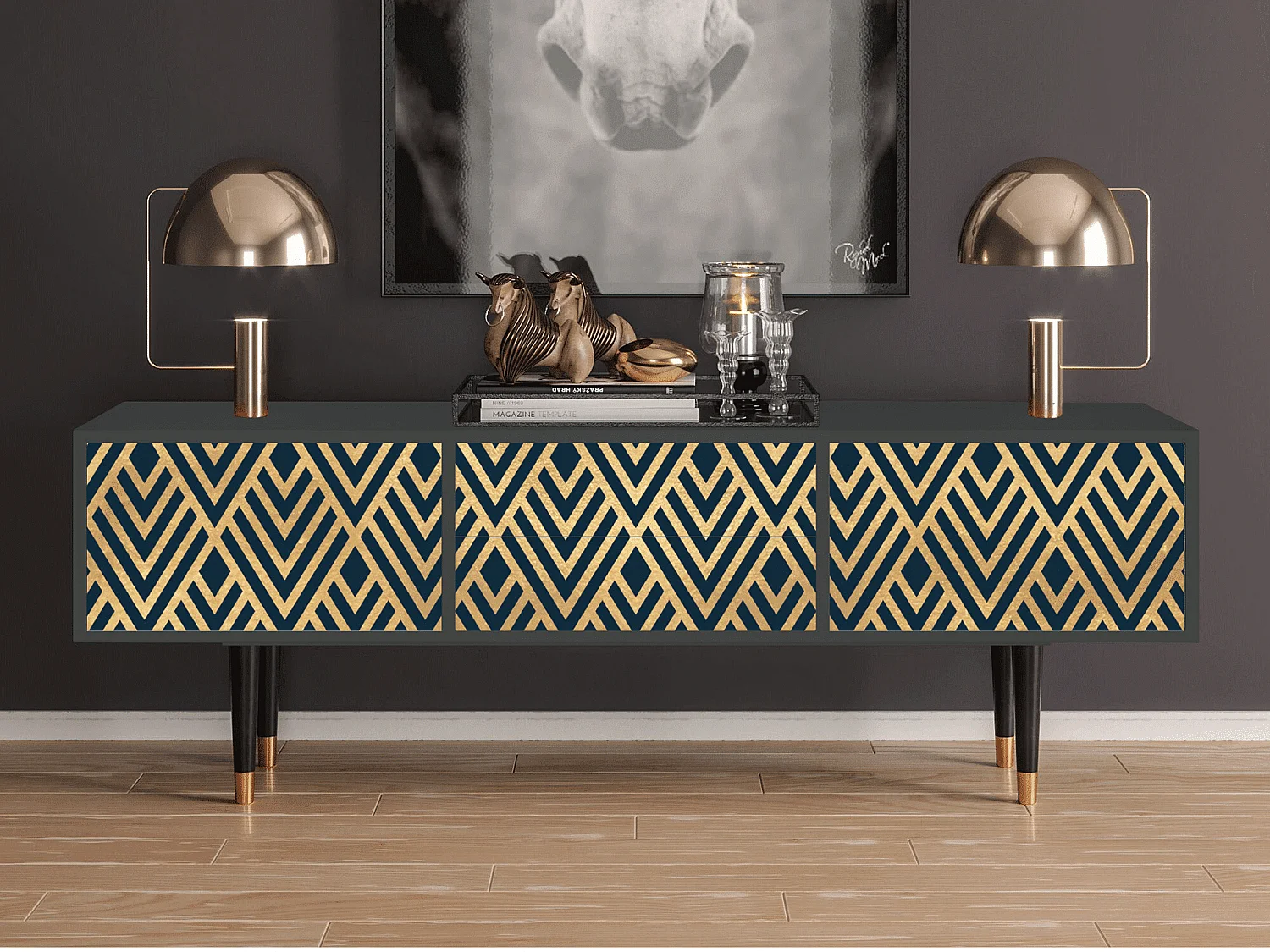 TV-Möbel - 170х59х48 cm - T4 - Egypt Triangles, Anthrazit