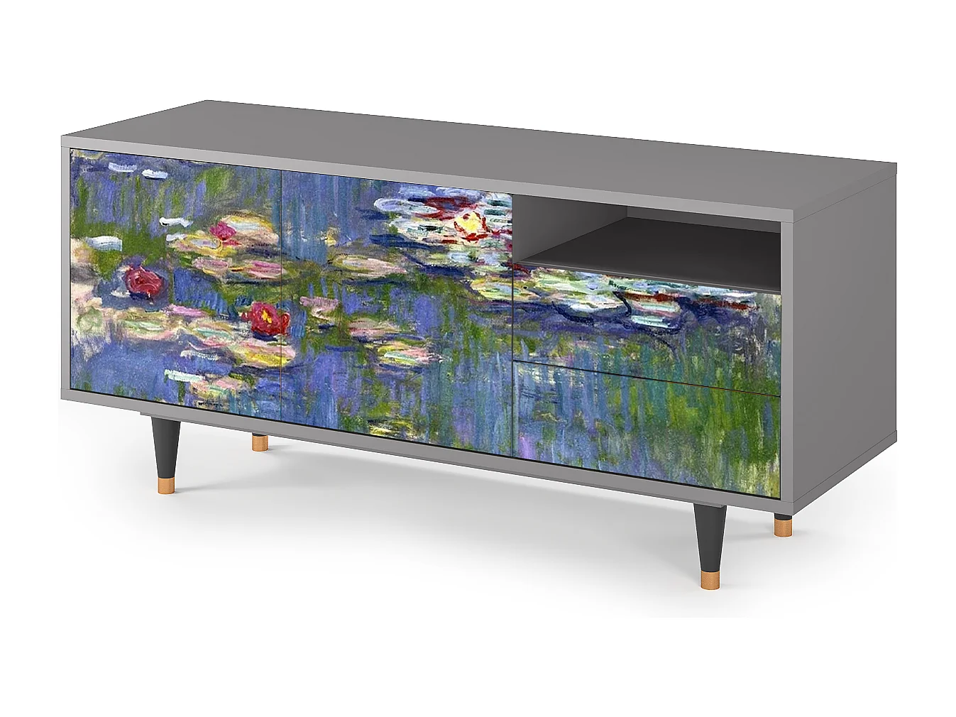 Meuble TV - 125х56х41 cm - T7 - The water lily pond  , Gris