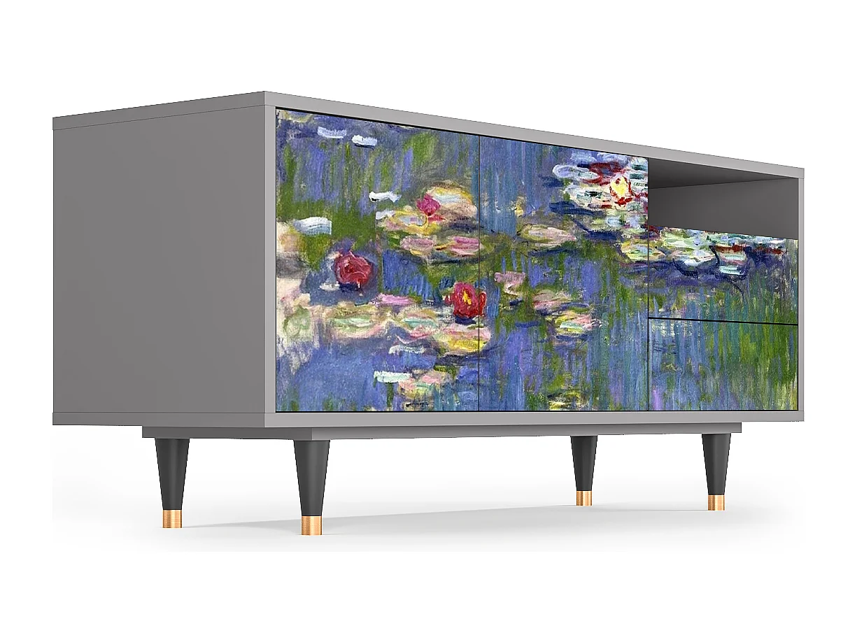 Meuble TV - 125х56х41 cm - T7 - The water lily pond  , Gris