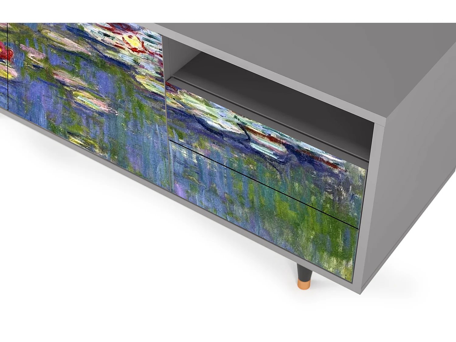 Meuble TV - 125х56х41 cm - T7 - The water lily pond  , Gris