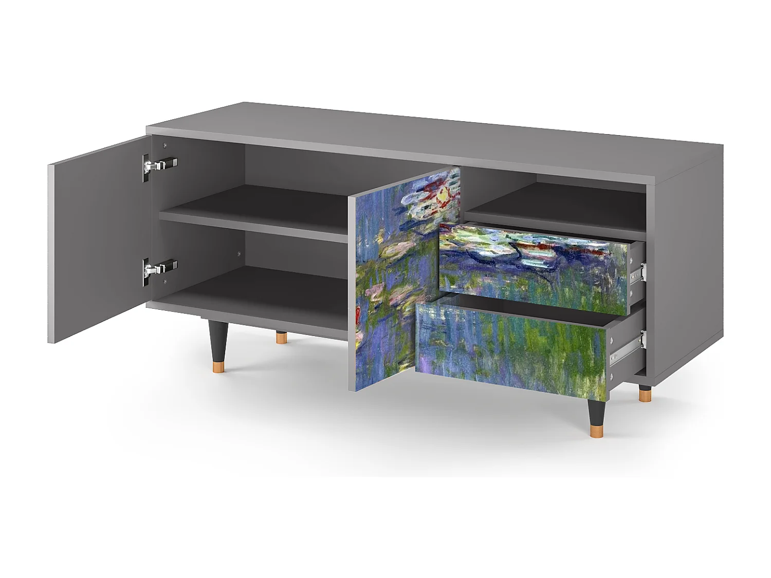 Meuble TV - 125х56х41 cm - T7 - The water lily pond  , Gris