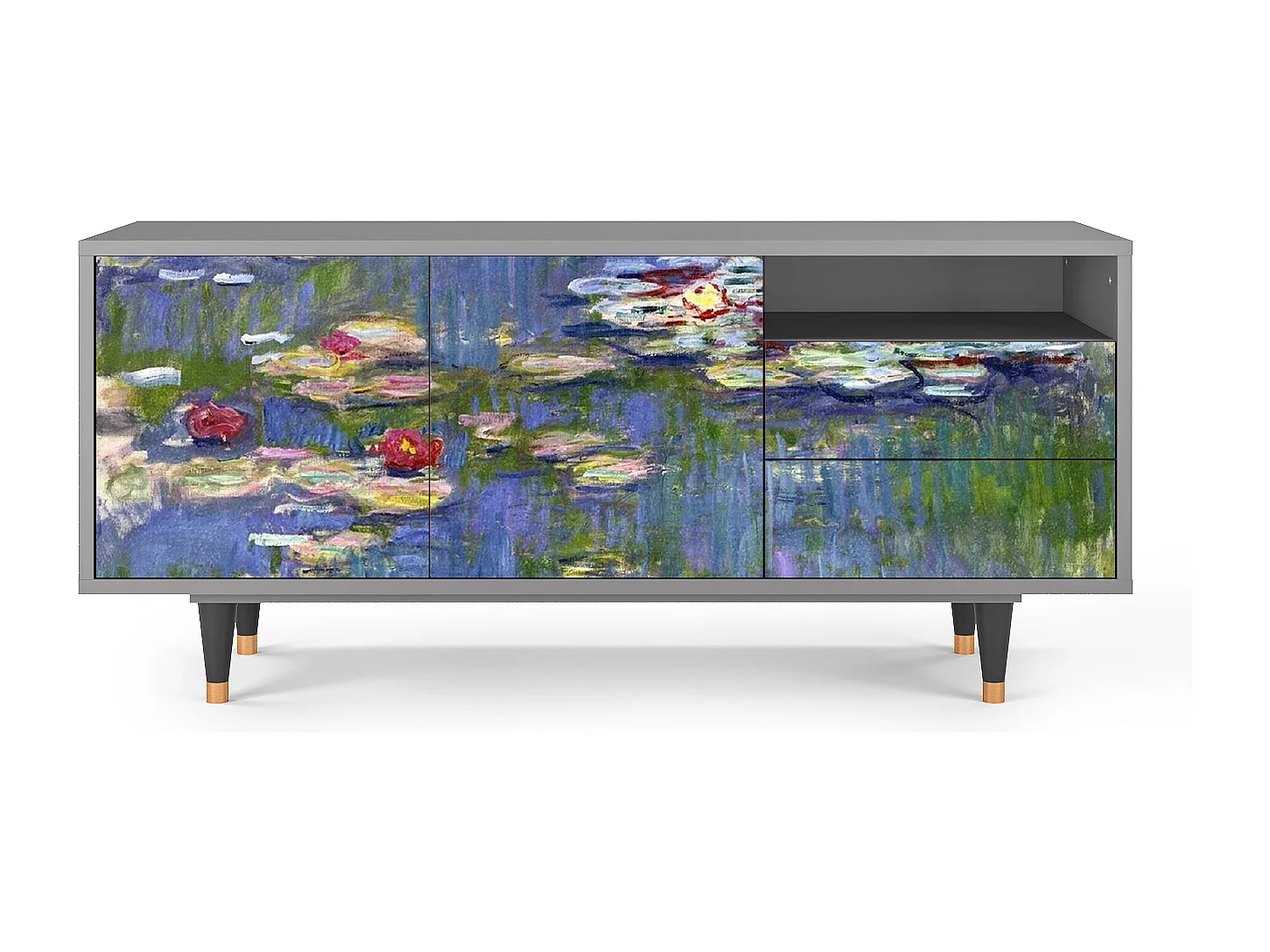 Meuble TV - 125х56х41 cm - T7 - The water lily pond  , Gris
