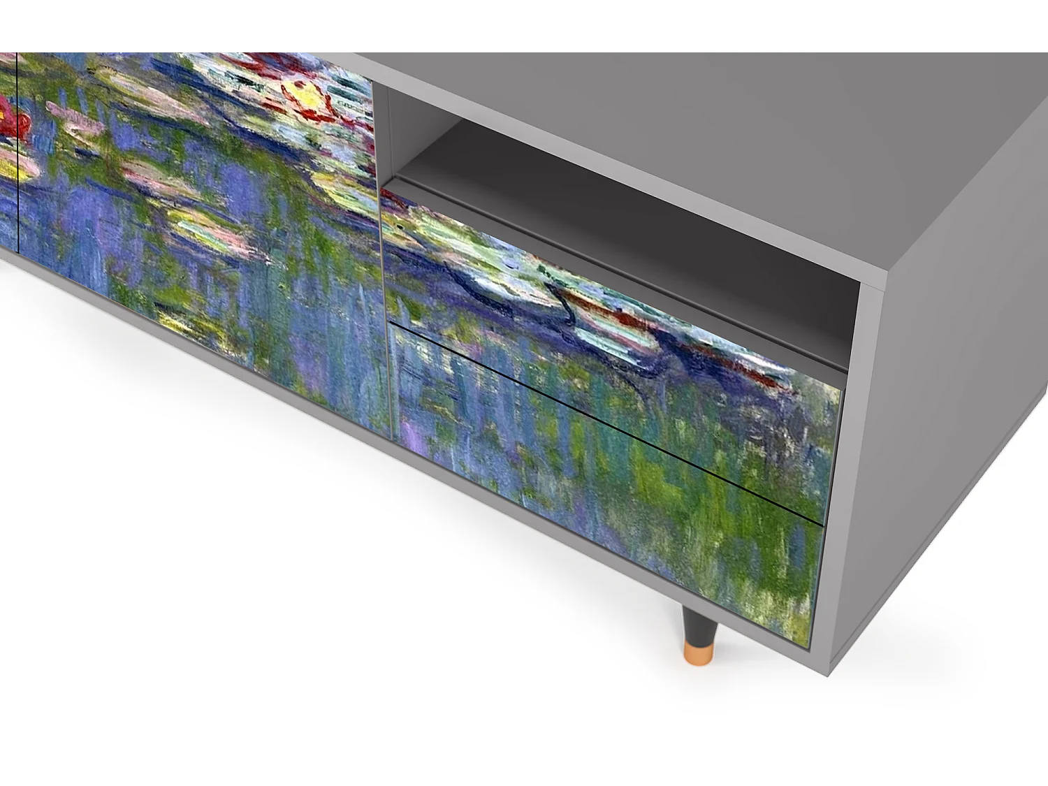 Meuble TV - 125х56х41 cm - T7 - The water lily pond  , Gris