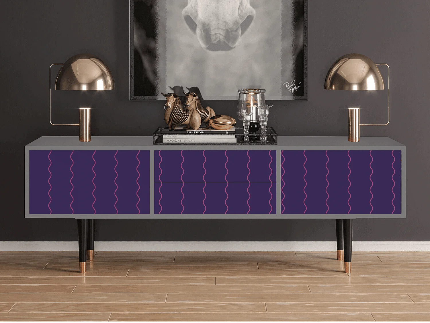 Meuble TV - 170х59х48 cm - T4 - Grape Maccaroni, Gris