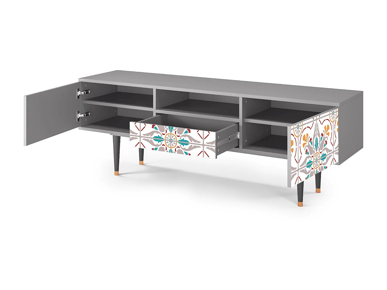 Mueble de TV - 170х59х41 cm - T6 - Spring Ceramics, Cinza