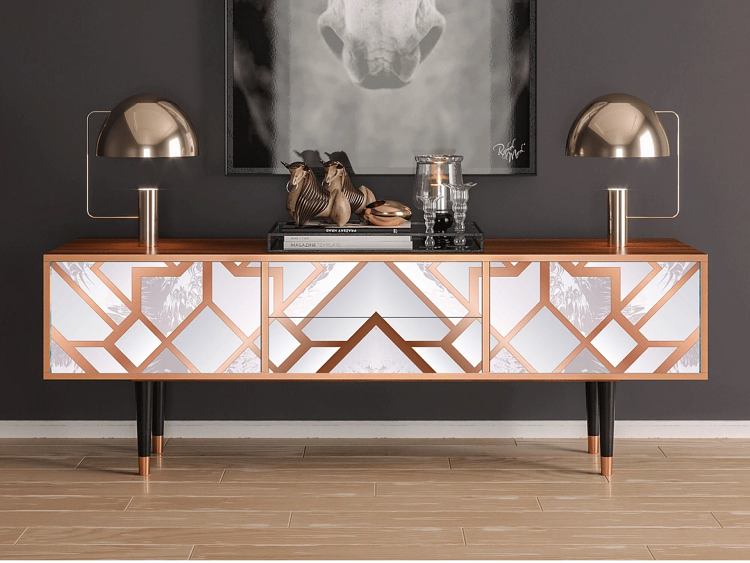 Mobile TV - 170х59х48 cm - T4 - Pastel Fairytale, Noce