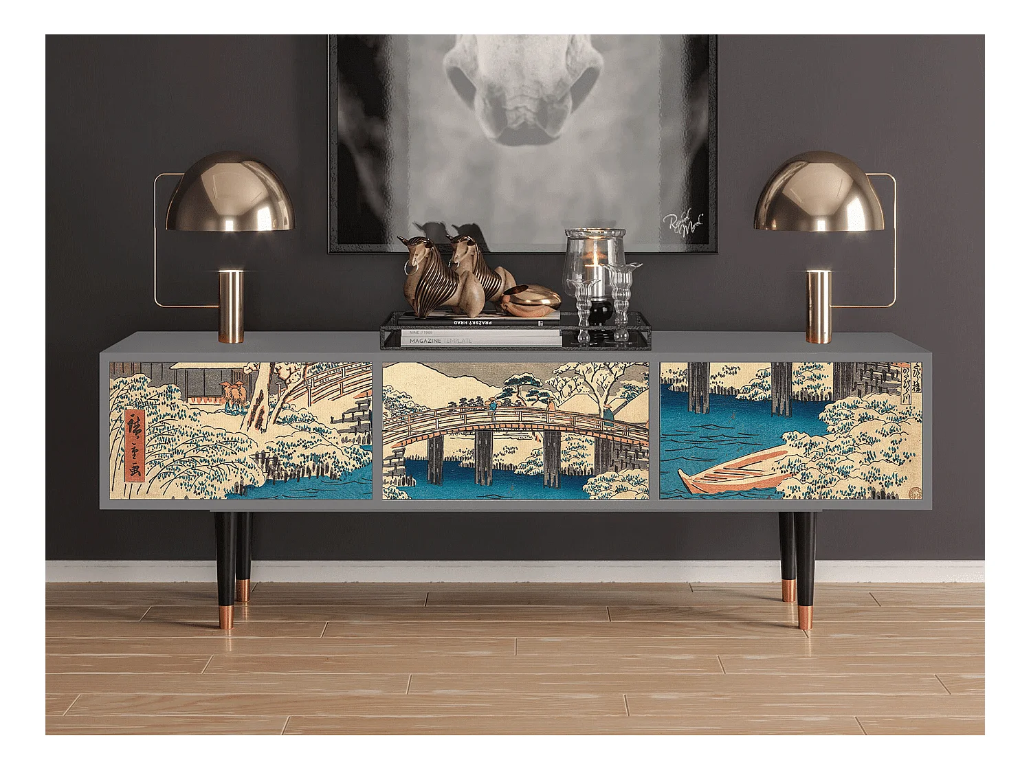 Meuble TV - 170х59х48 cm - T4 - Katabira River, Gris