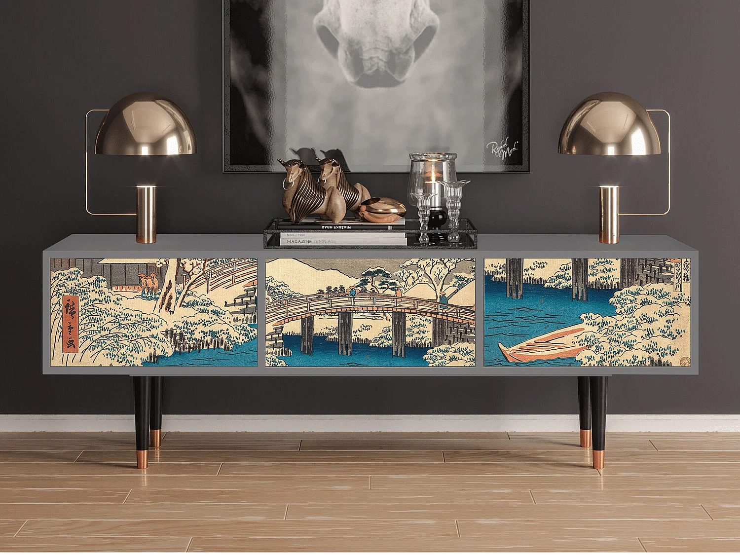 Meuble TV - 170х59х48 cm - T4 - Katabira River, Gris