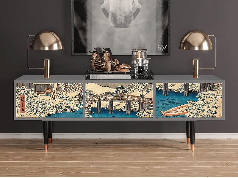 Mueble de TV - 170х59х48 cm - T4 - Katabira River, Cinza