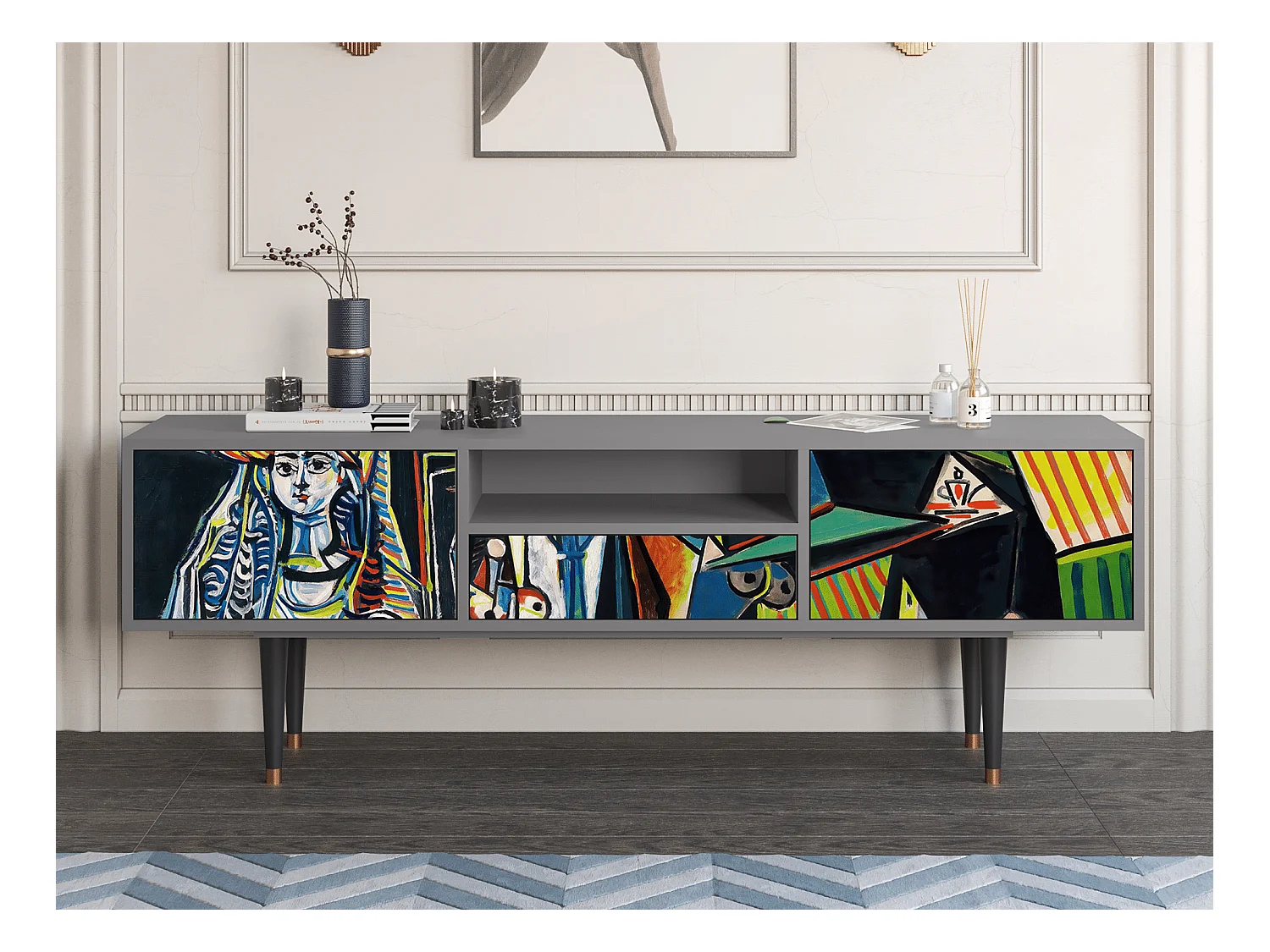 Meuble TV - 170х59х41 cm - T6 - Women of Algiers, Gris