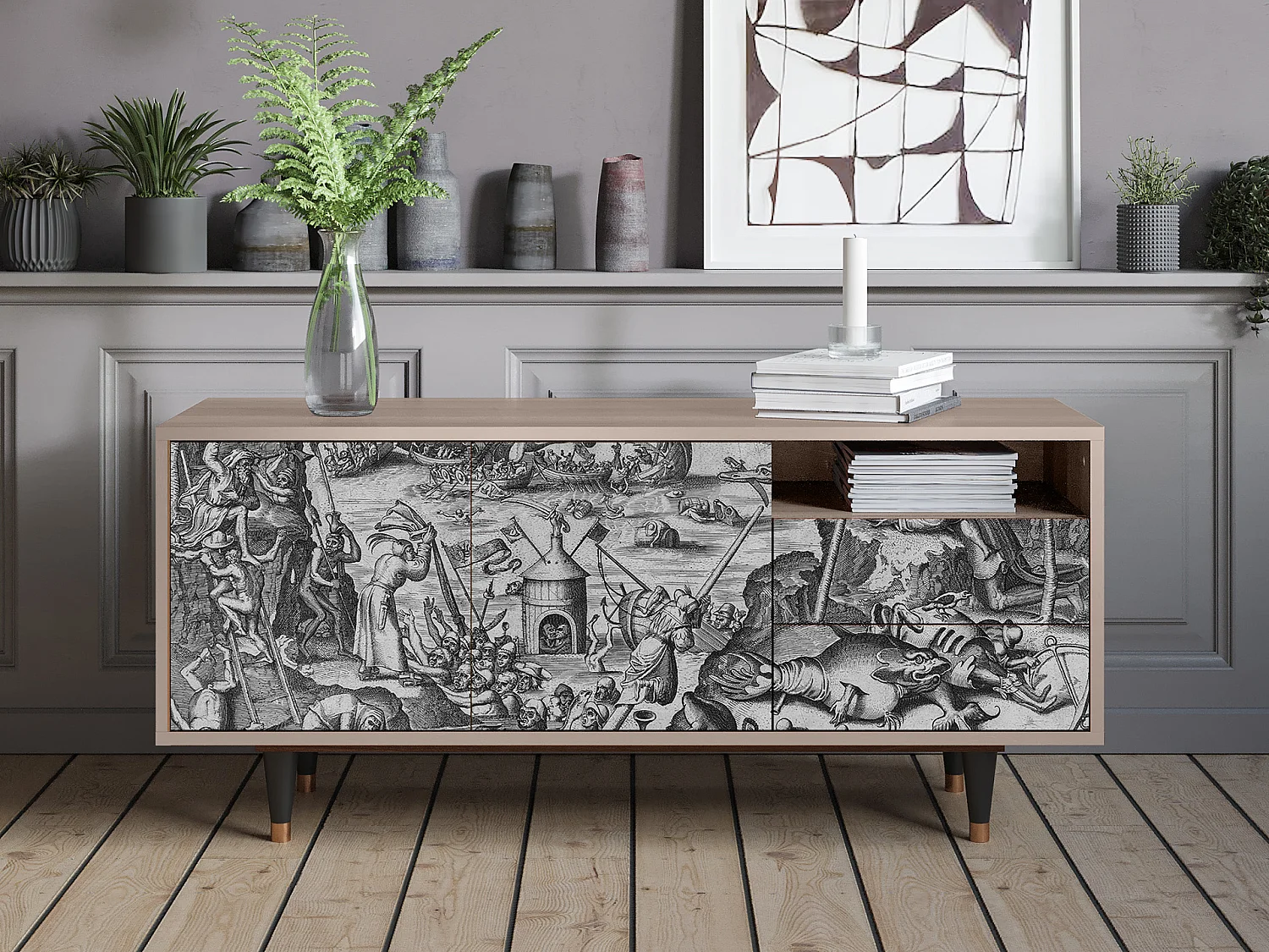 Meuble TV - 125х56х41 cm - T7 - The Temptation, Latte