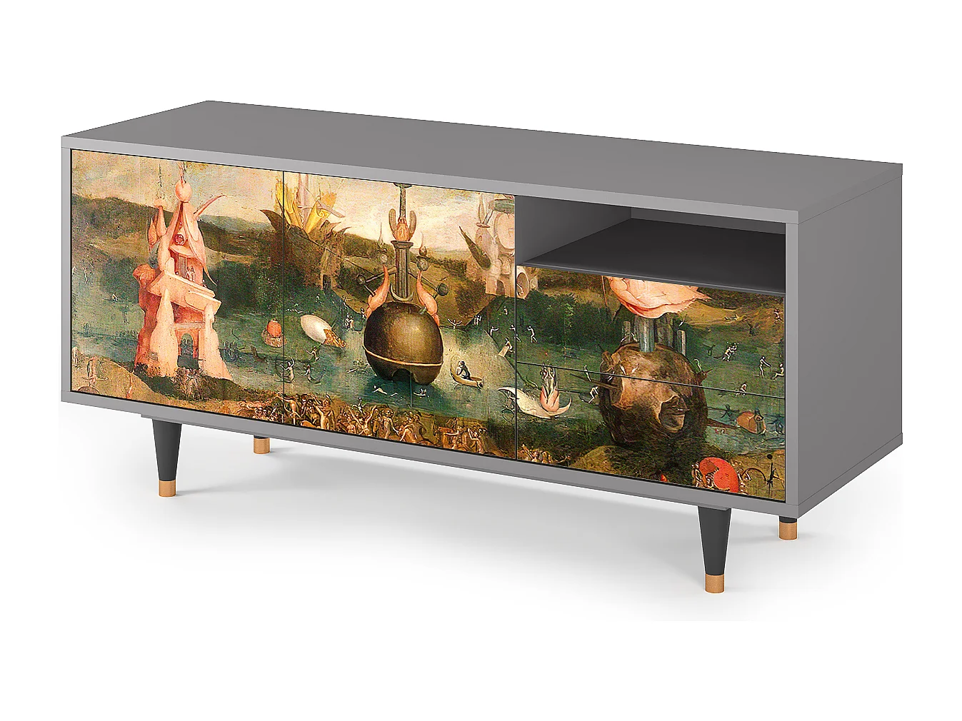 Meuble TV - 125х56х41 cm - T7 - Garden of Delights , Gris