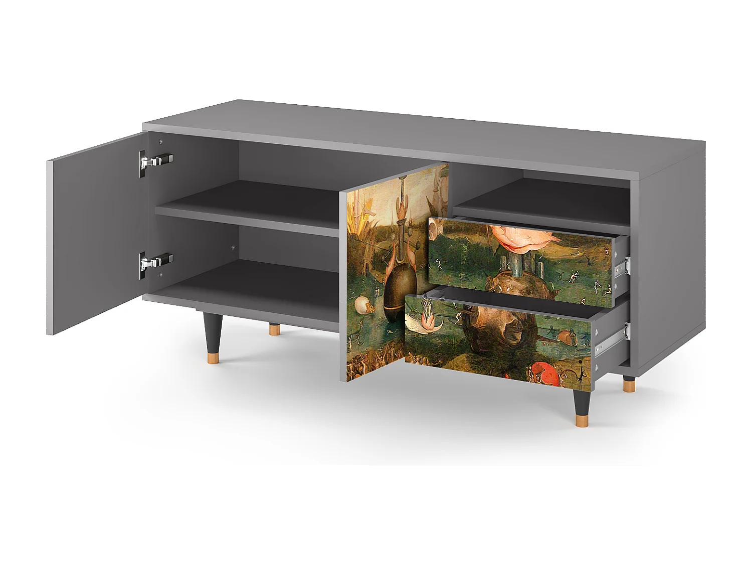 Meuble TV - 125х56х41 cm - T7 - Garden of Delights , Gris