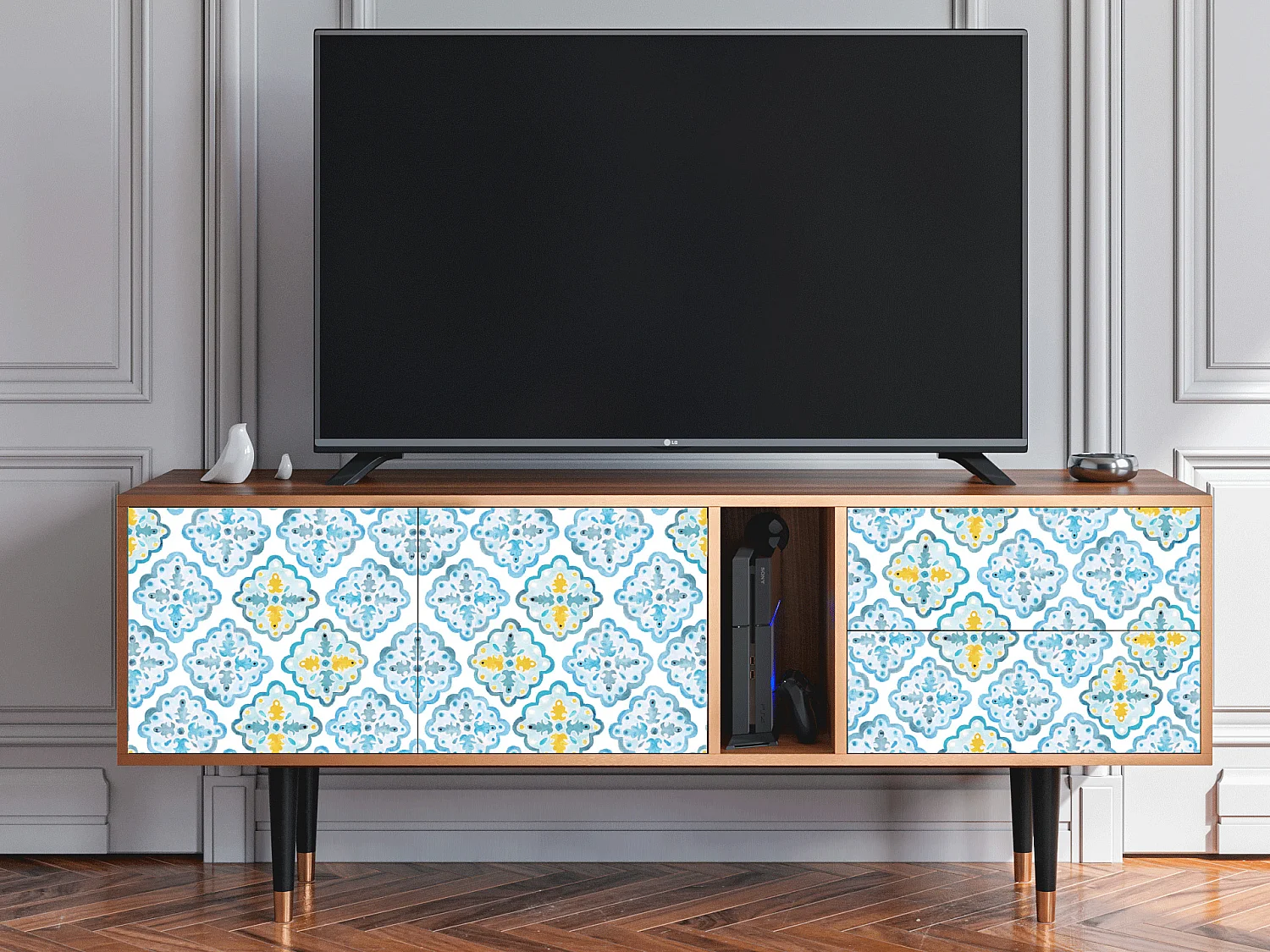 Meuble TV - 170х69х48 cm - T1 - Portugese tiles, Noyer