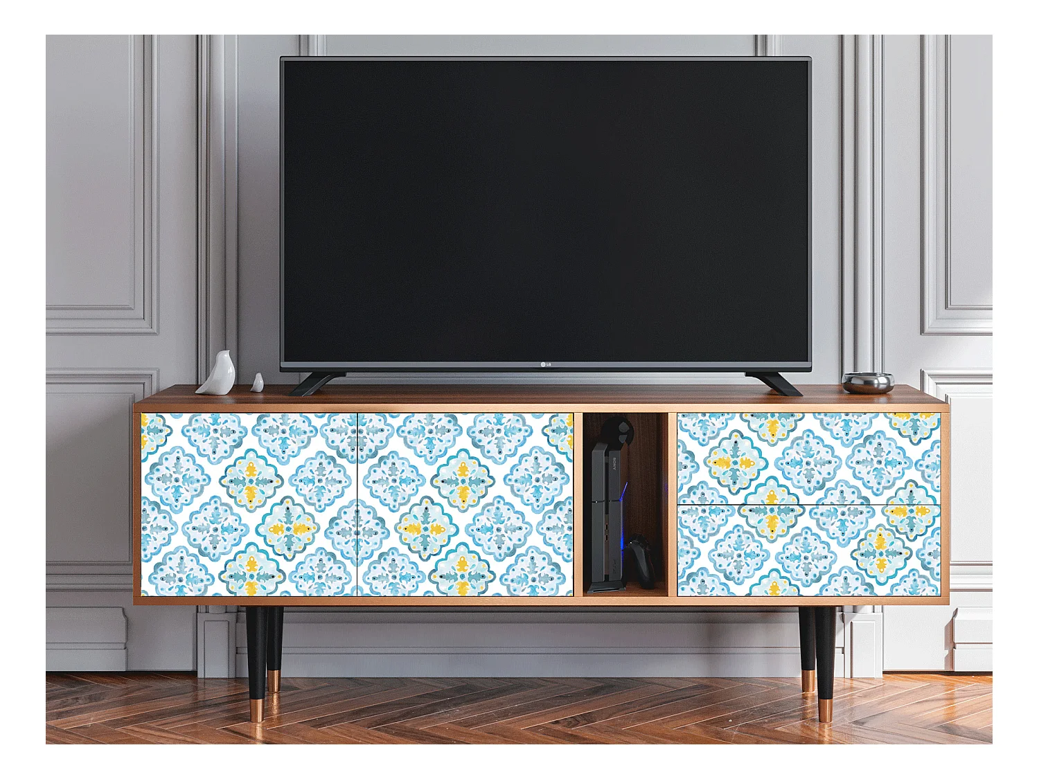 Meuble TV - 170х69х48 cm - T1 - Portugese tiles, Noyer