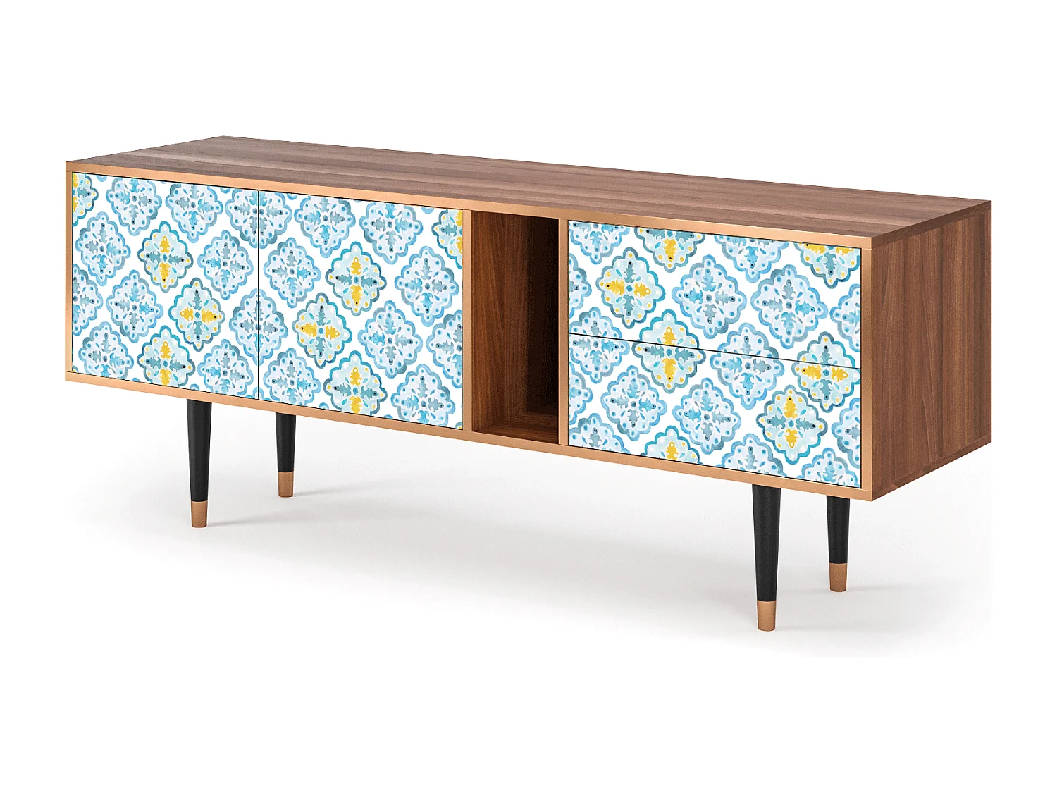 Szafka RTV - 170х69х48 cm - T1 - Portugese tiles, Orzech