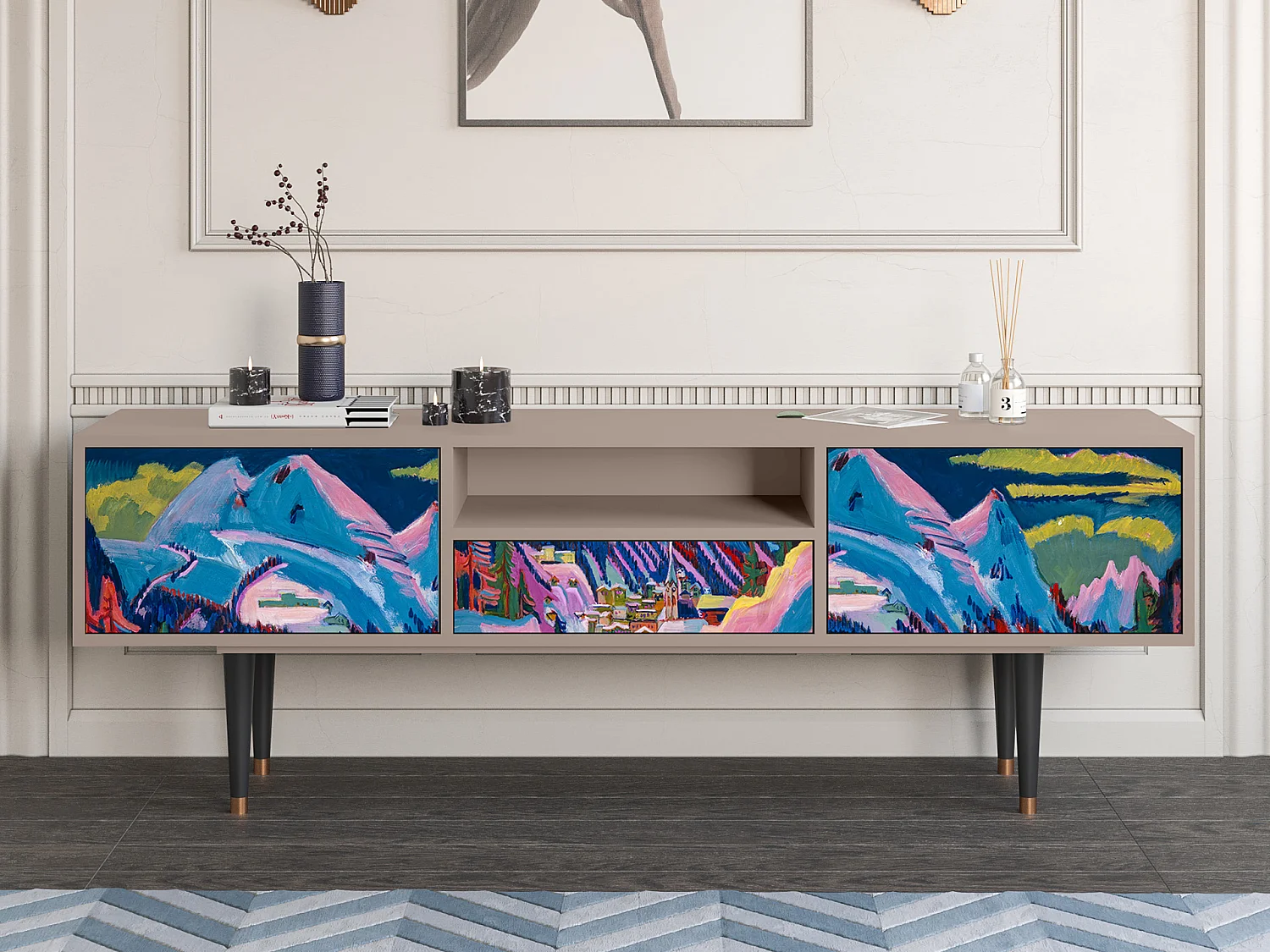 TV-meubel - 170х59х41 cm - T6 - Davos Winter, Latte