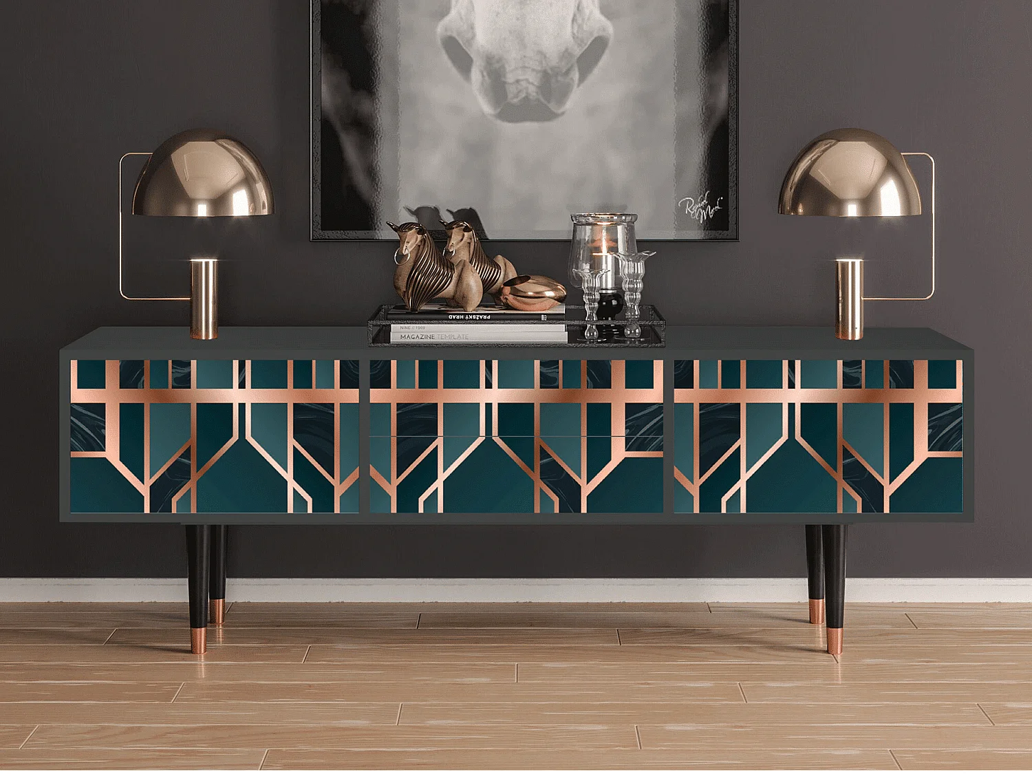 Meuble TV - 170х59х48 cm - T4 - Emerald Metro, Anthracite