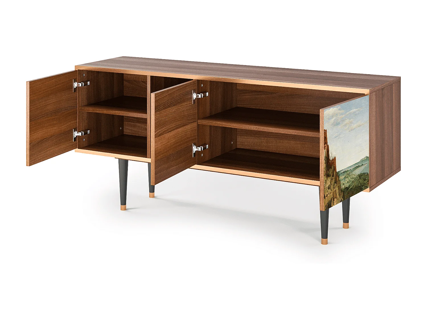 Meuble TV - 150х69х41 cm - T5 - Elder The Tower, Noyer