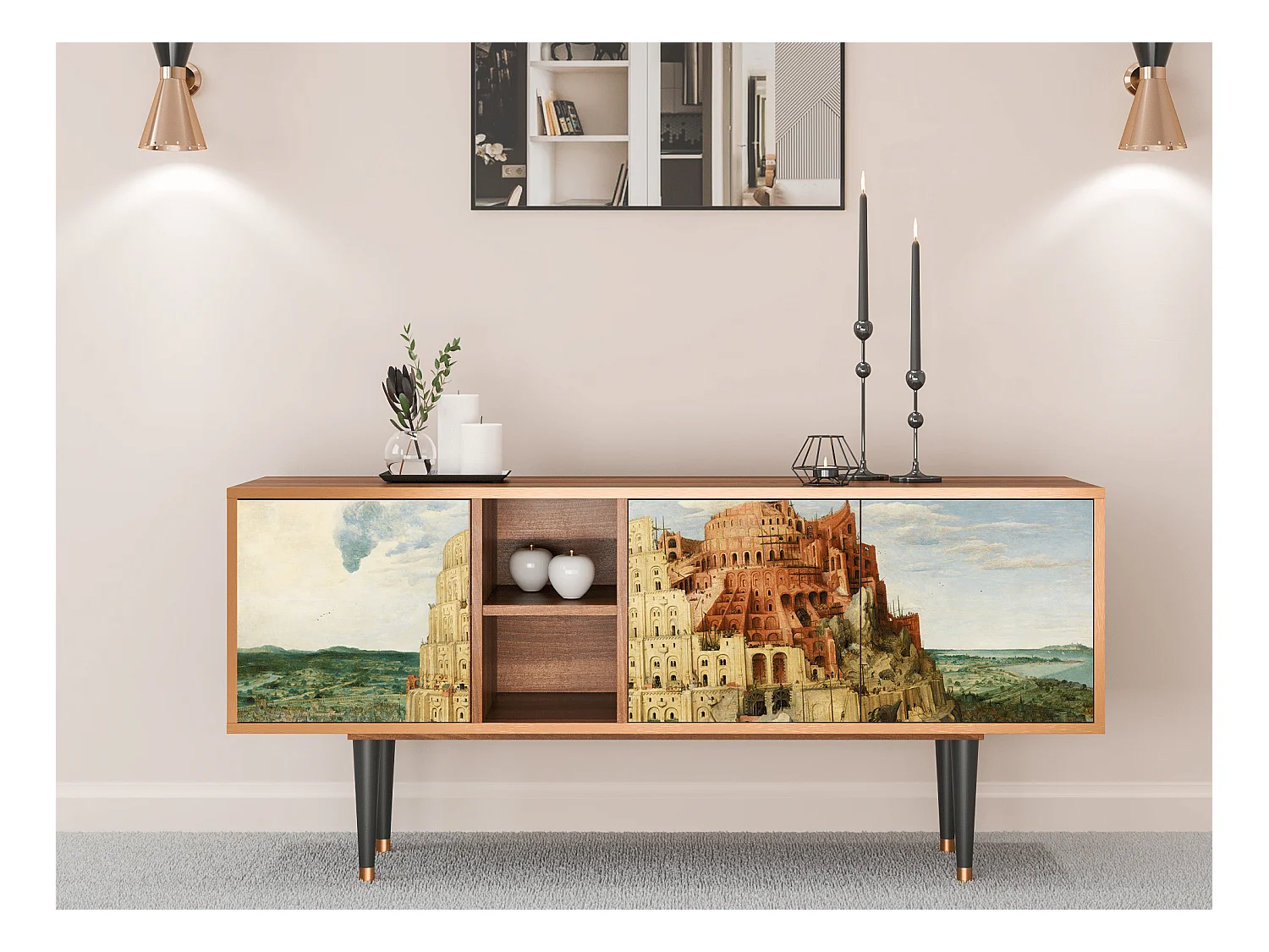 Meuble TV - 150х69х41 cm - T5 - Elder The Tower, Noyer