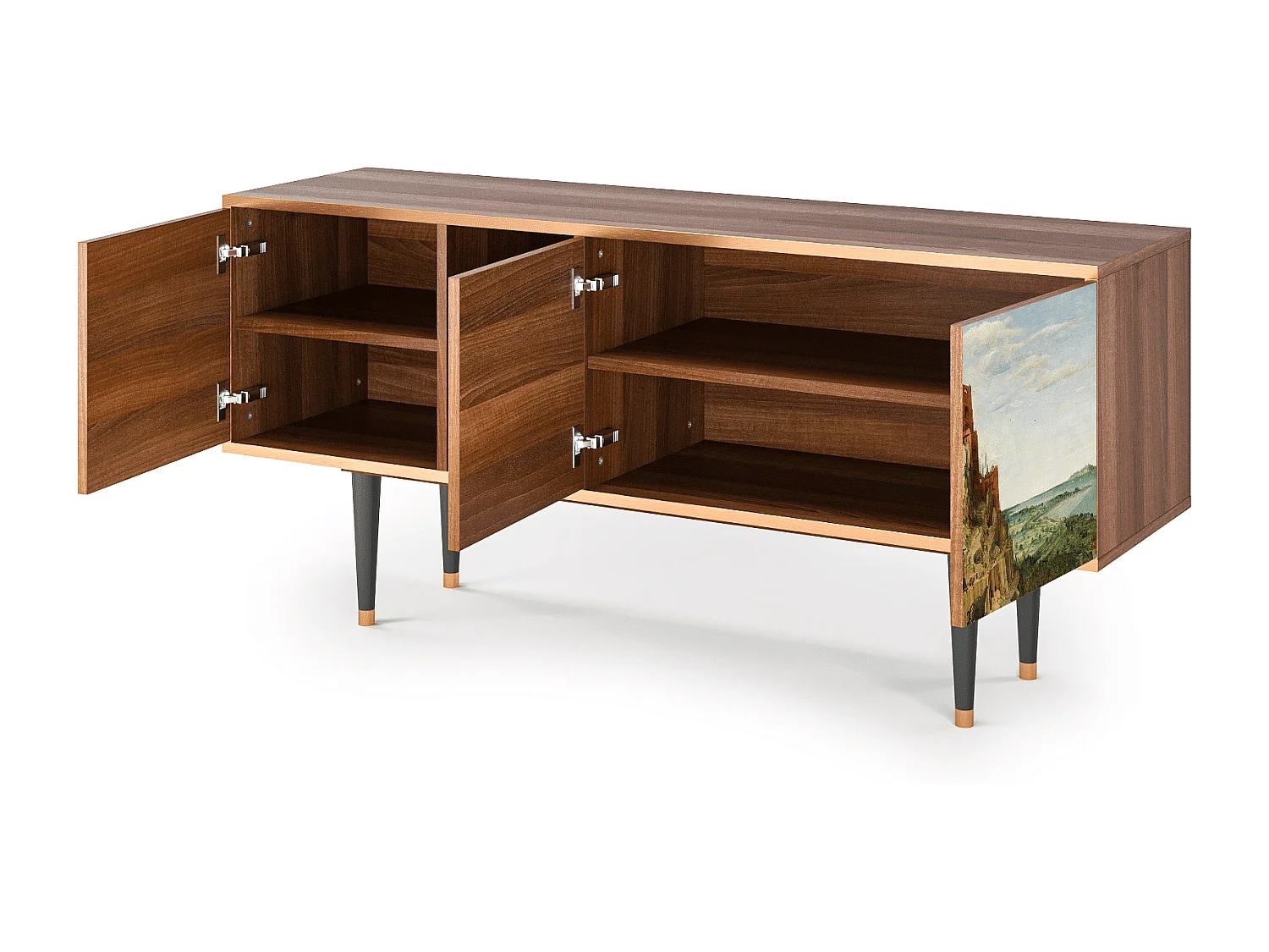 Meuble TV - 150х69х41 cm - T5 - Elder The Tower, Noyer