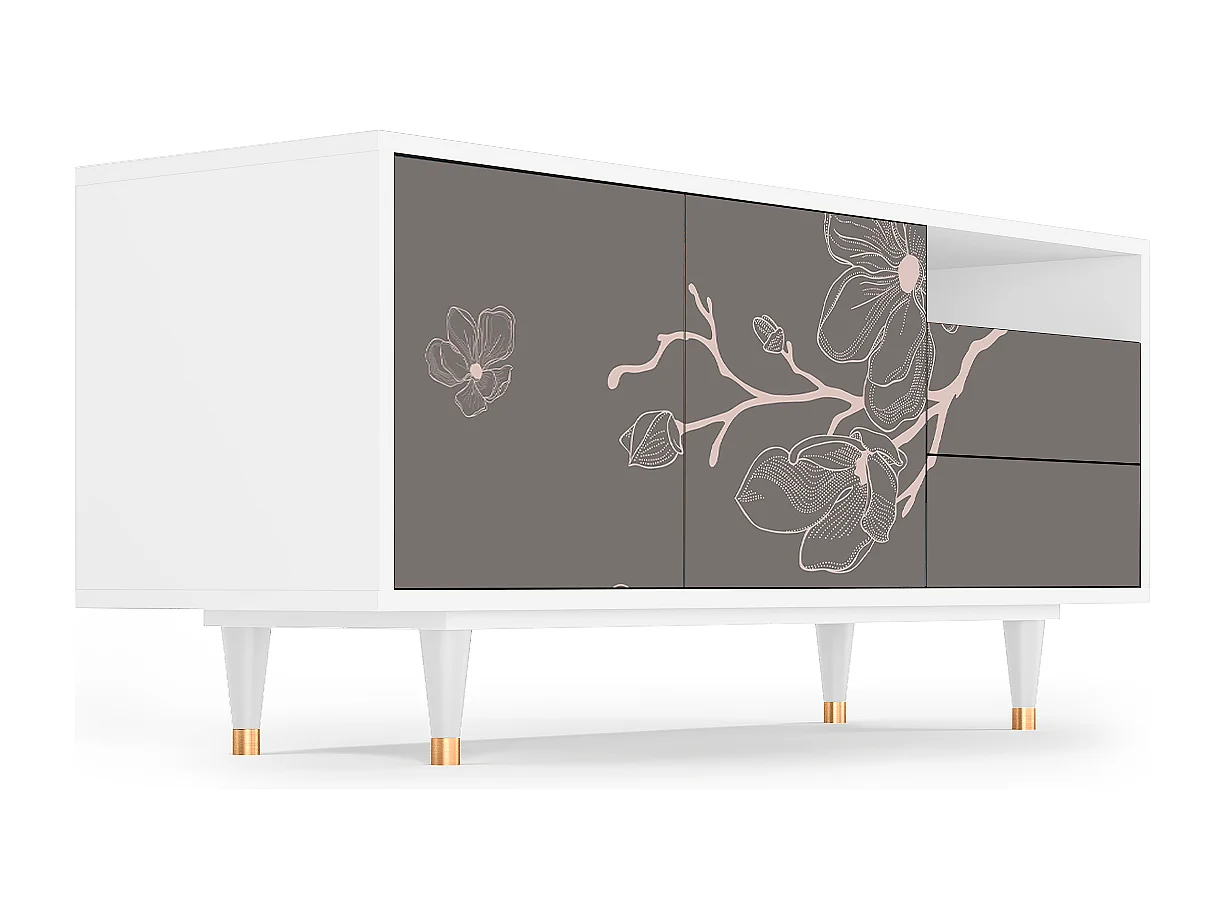 TV-Möbel - 125х56х41 cm - T7 - Cherry Blossom, Weiß