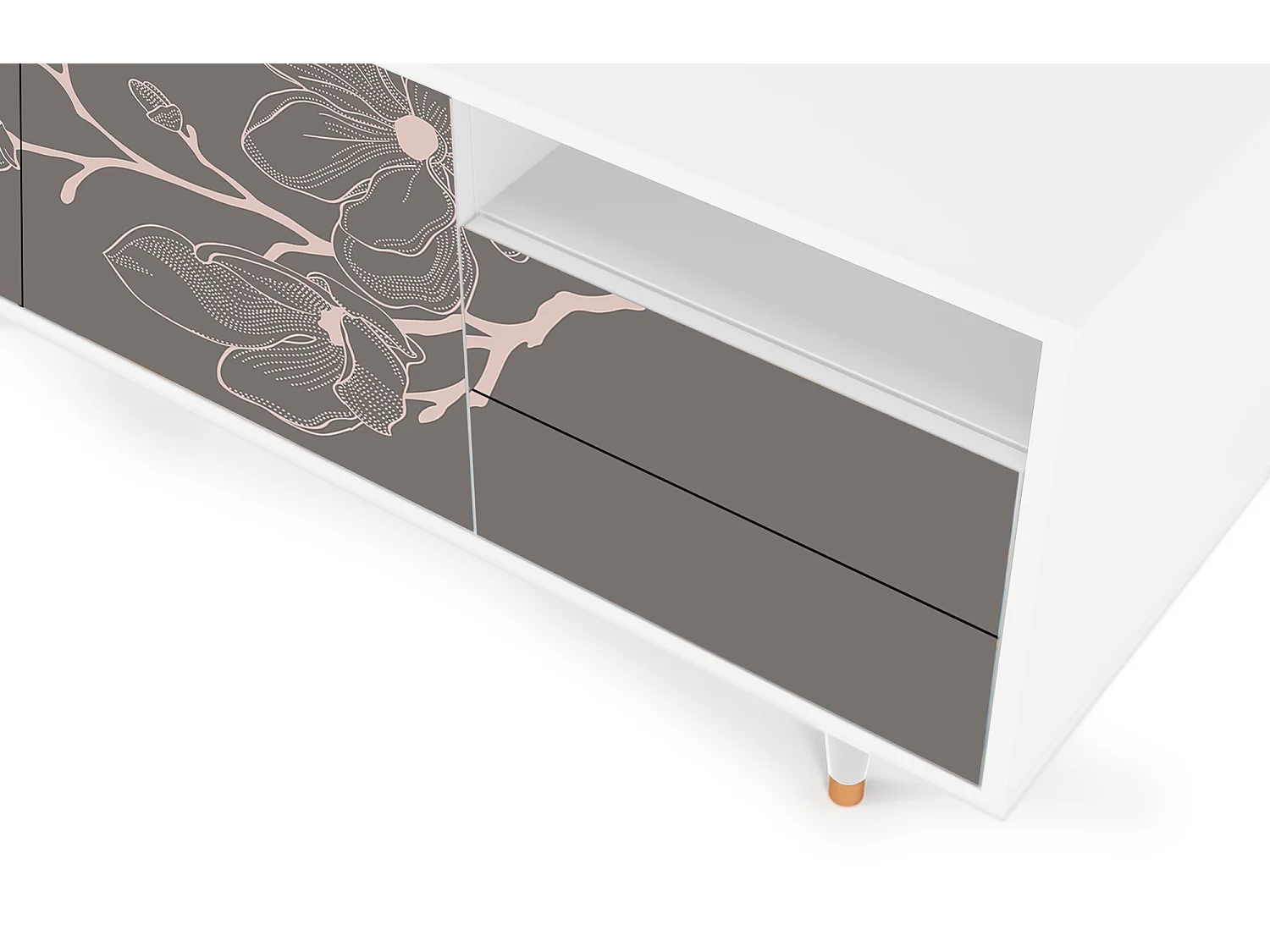 TV-Möbel - 125х56х41 cm - T7 - Cherry Blossom, Weiß