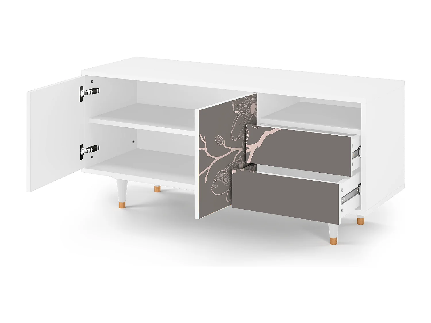 TV-Möbel - 125х56х41 cm - T7 - Cherry Blossom, Weiß
