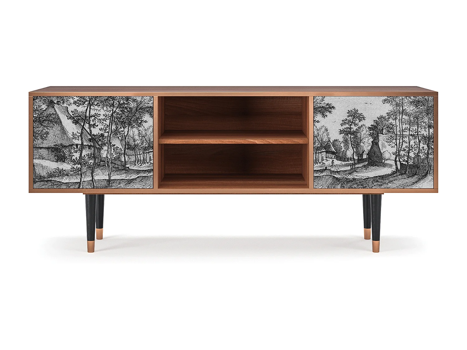 TV-meubel - 170х69х48 cm - T2 - Village Road, Walnoot