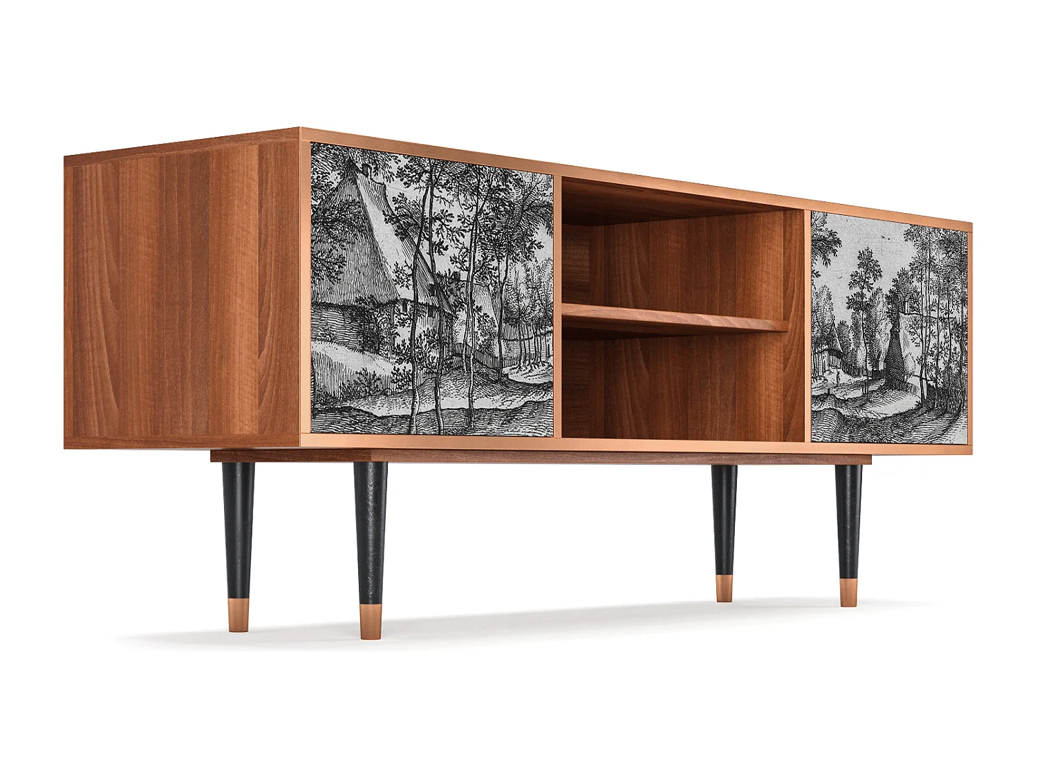 TV-meubel - 170х69х48 cm - T2 - Village Road, Walnoot