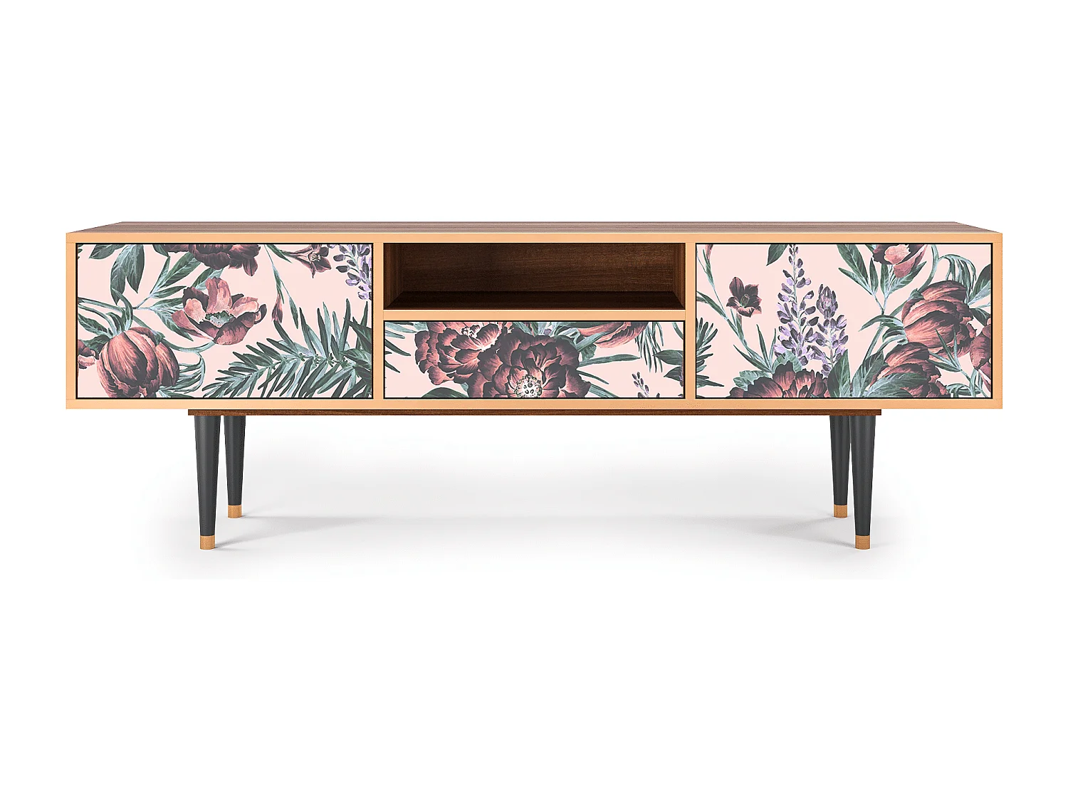 Szafka RTV - 170х59х41 cm - T6 - Peach Peonies, Orzech