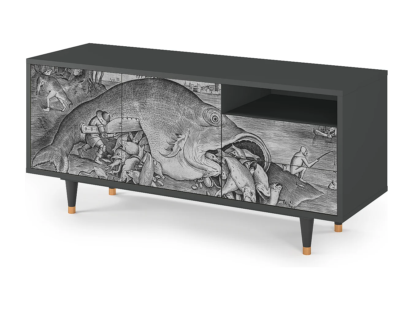 Mueble de TV - 125х56х41 cm - T7 - Big Fish Eat Little, Antracita