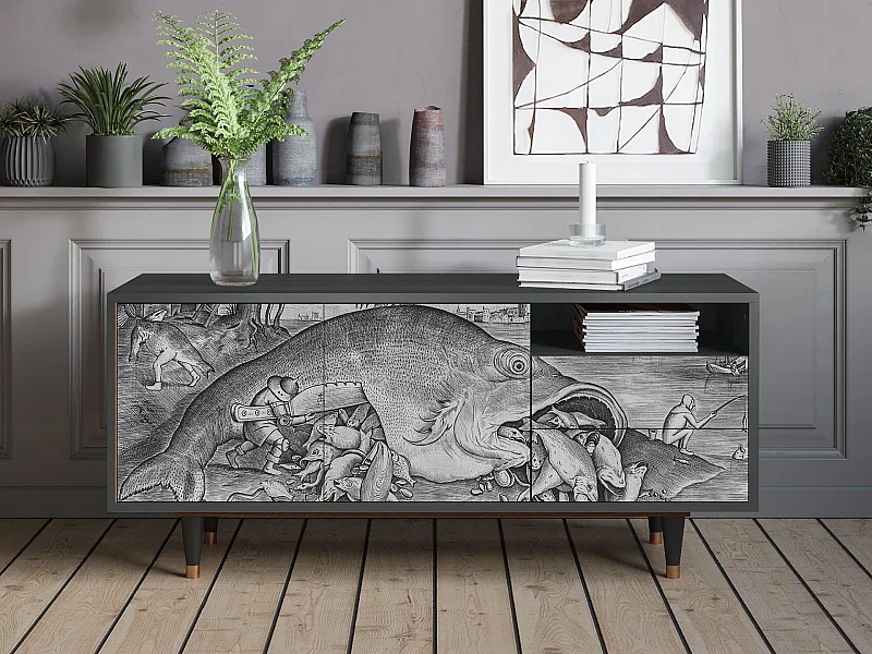 Mueble de TV - 125х56х41 cm - T7 - Big Fish Eat Little, Antracite