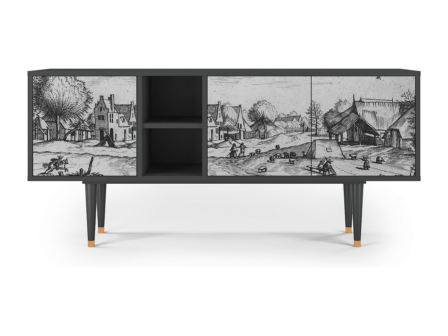 TV-meubel - 150х69х41 cm - T5 - Country Village, Antraciet