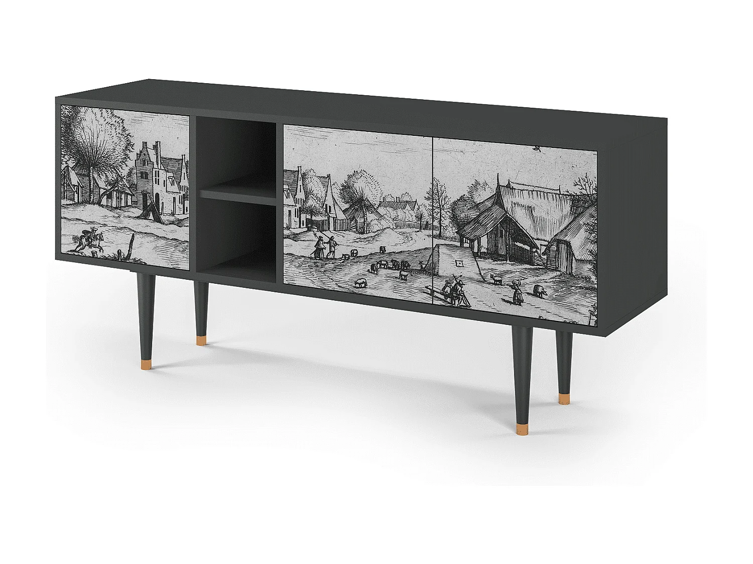 TV-meubel - 150х69х41 cm - T5 - Country Village, Antraciet