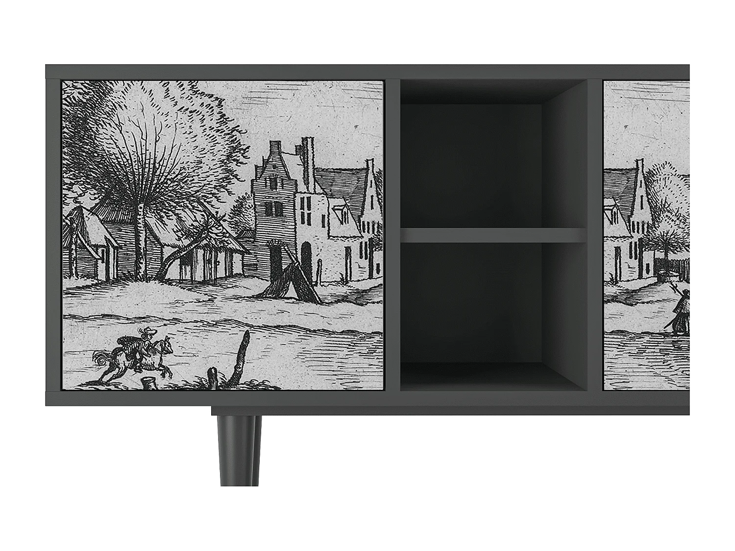 TV-meubel - 150х69х41 cm - T5 - Country Village, Antraciet