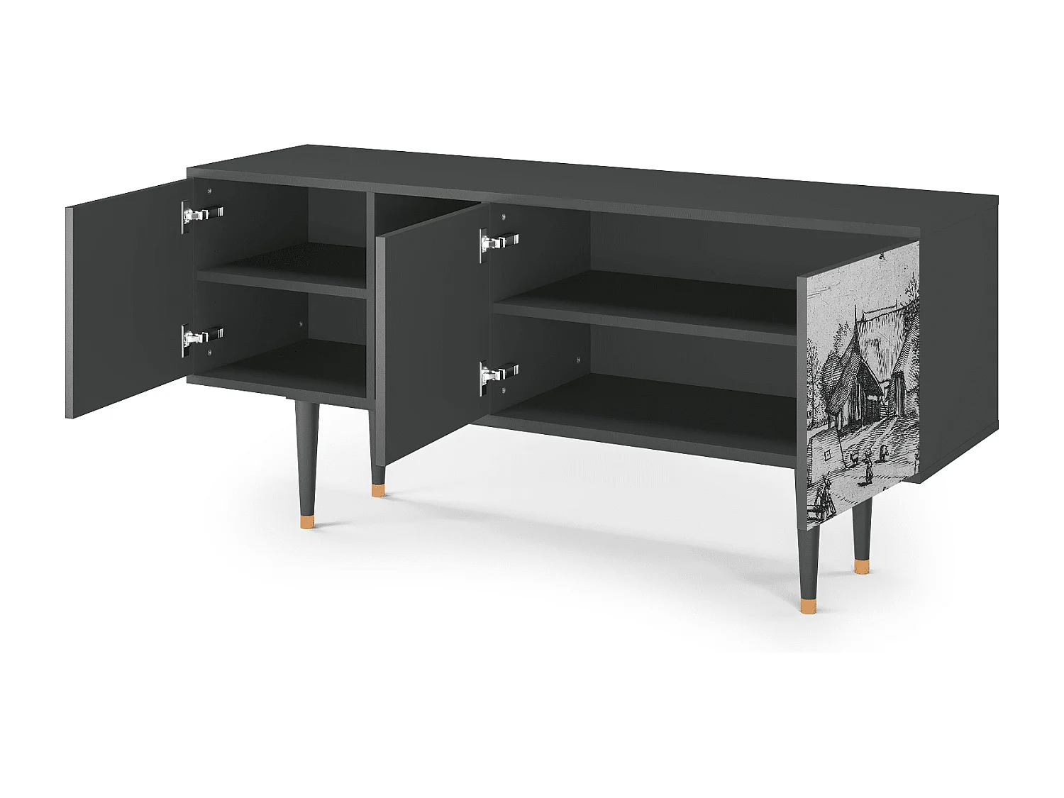 TV-meubel - 150х69х41 cm - T5 - Country Village, Antraciet