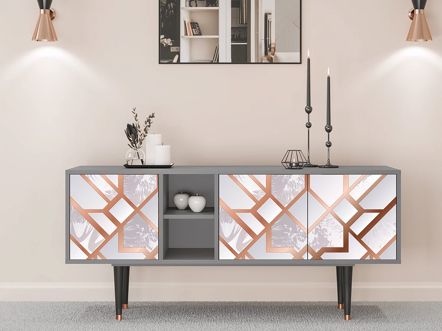 Meuble TV - 150х69х41 cm - T5 - Pastel Fairytale, Gris