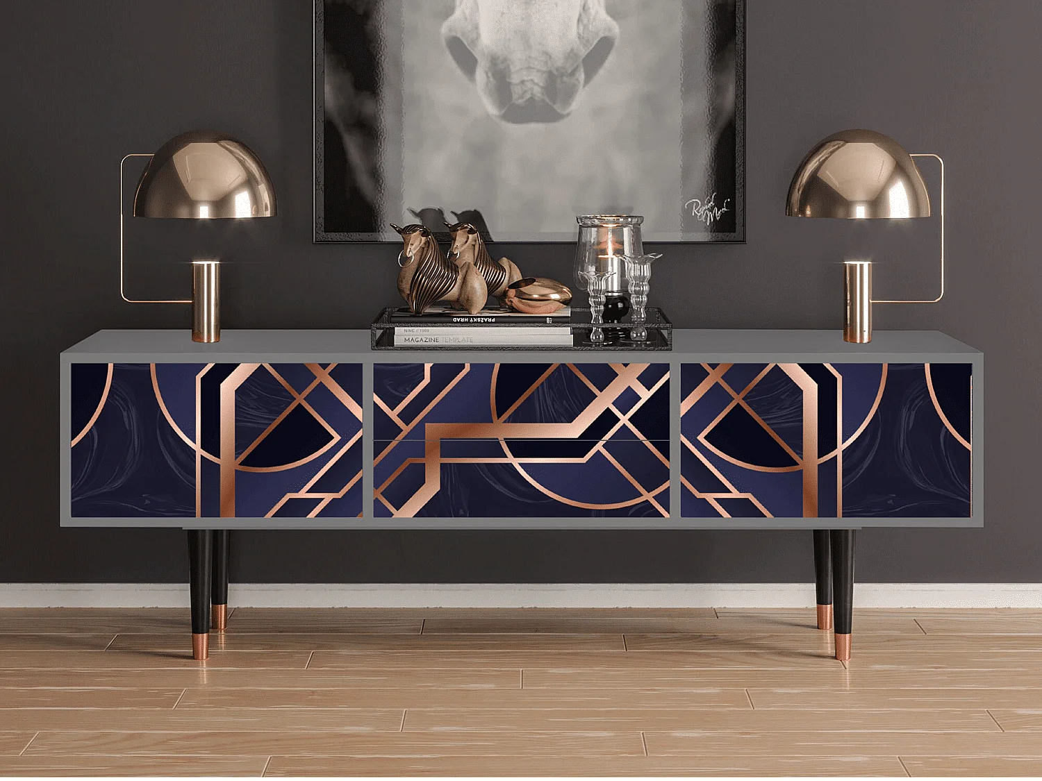 Meuble TV - 170х59х48 cm - T4 - Purple Temple, Gris