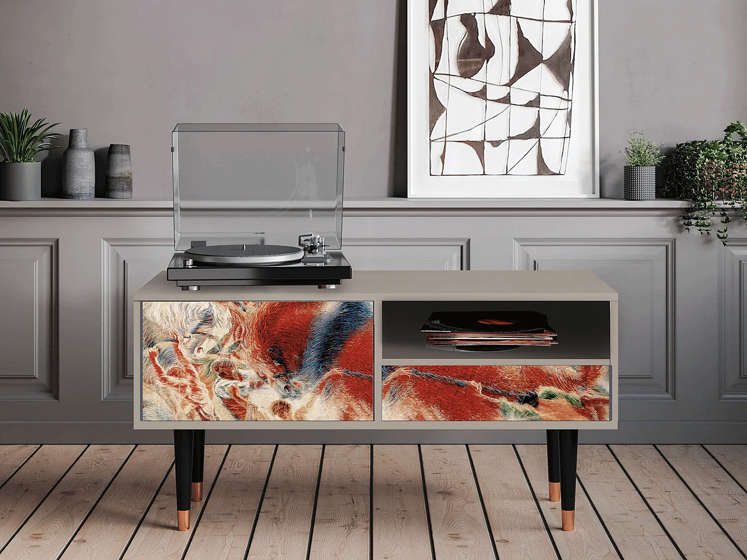 Mueble de TV - 115х59х48 cm - T3 - The City Rises, Areia