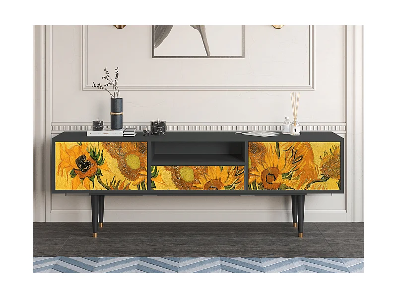 Meuble TV - 170х59х41 cm - T6 - Sunflowers, Anthracite