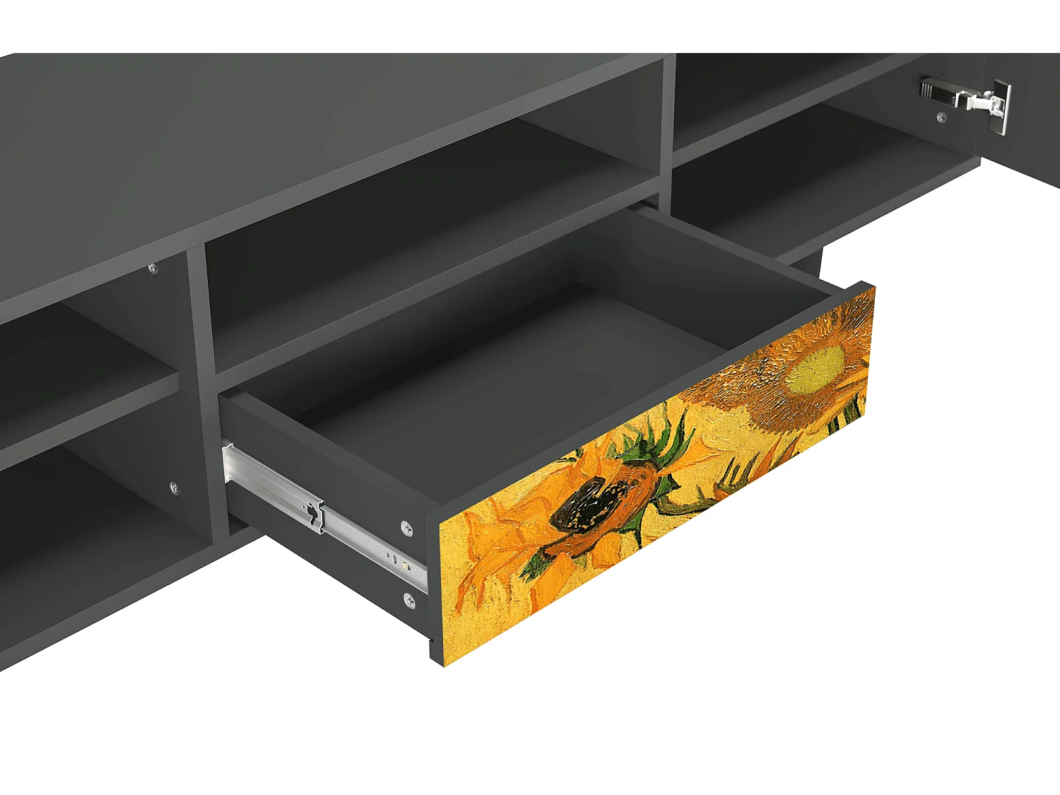 Mueble de TV - 170х59х41 cm - T6 - Sunflowers, Antracita