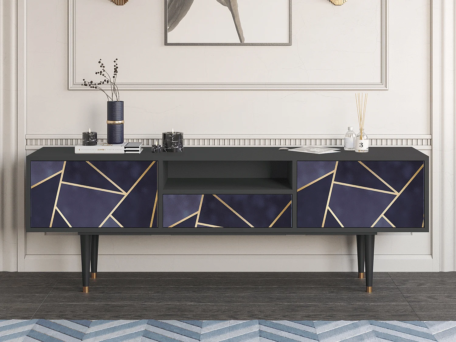 Meuble TV - 170х59х41 cm - T6 - The Amethyst, Anthracite