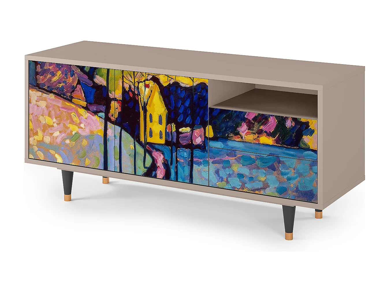 Mueble de TV - 125х56х41 cm - T7 - Winter Landscape, Latte