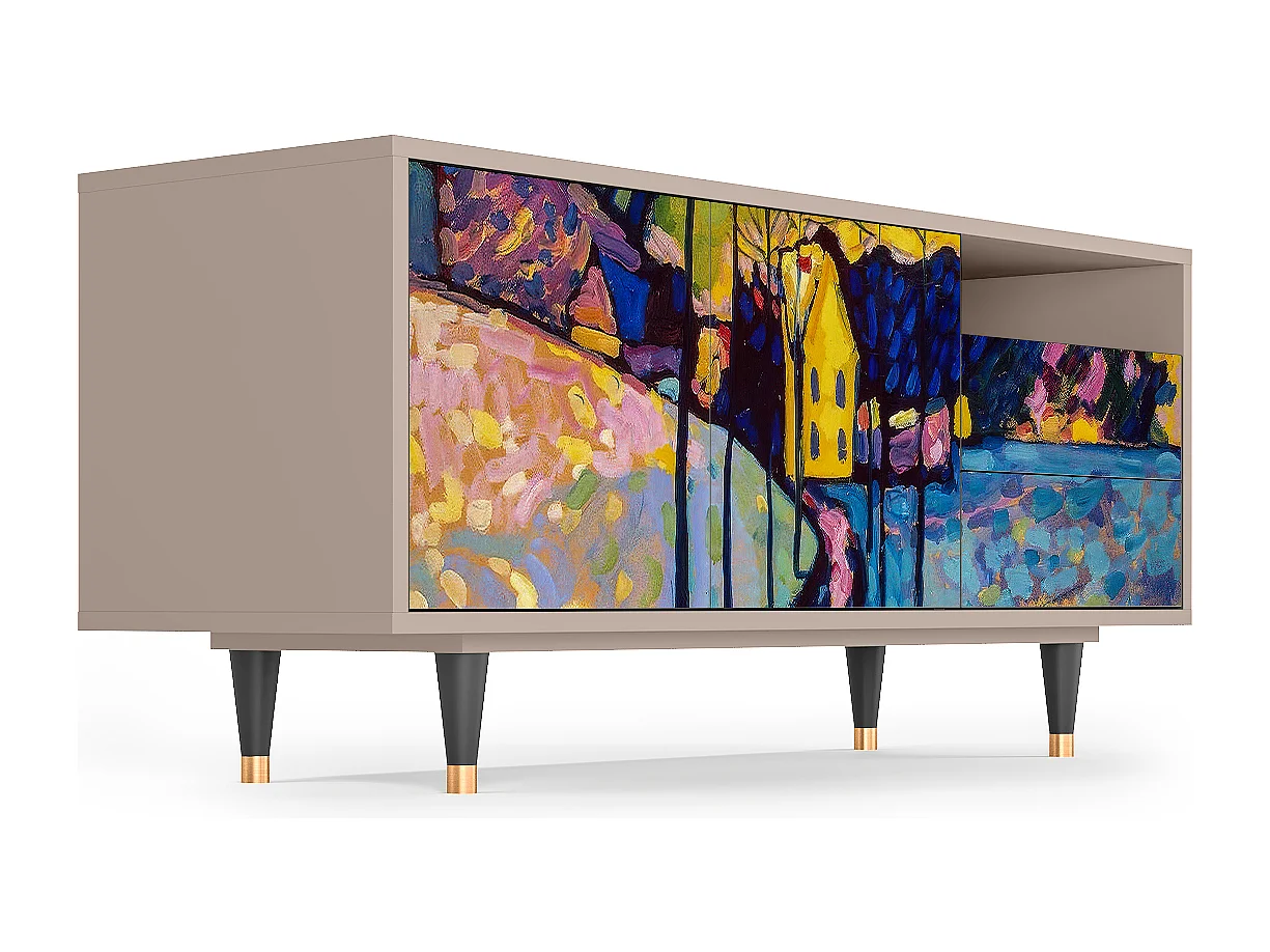 Mueble de TV - 125х56х41 cm - T7 - Winter Landscape, Latte